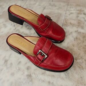 Villager Women's Red Faux Leather Mules Slides Loafers 6.5 M Heide Whimsigoth